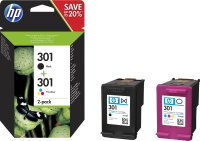 HP 301 2er Pack Schwarz Farbe dreifarbig Tintenpartrone