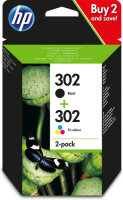 HP 302 2er Pack Schwarz Farbe dreifarbig Tintenpatrone