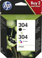 HP 304 2er Pack Schwarz Farbe dreifarbig Tintenpatrone